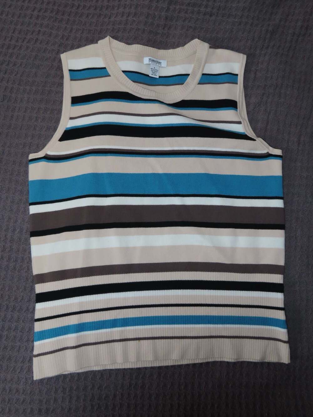 Hampshire Studio Striped Knit Tank Top Sleeveless Sweater Size L